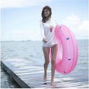 NEW Lisa Todd Summer Sips Sequin thin Cotton Sweater Pink Honey Lemonade